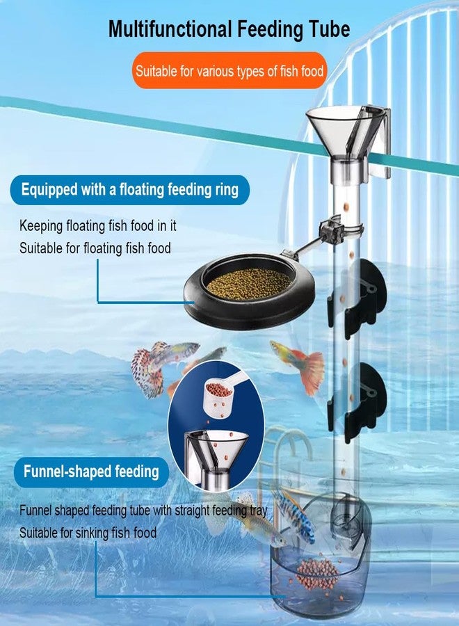 La La Pet Fish Feeding Dish Set with Adjustable Tube Kit, Suction Cups and Cleaning Brush for Aquarium Supplies - Image 3
